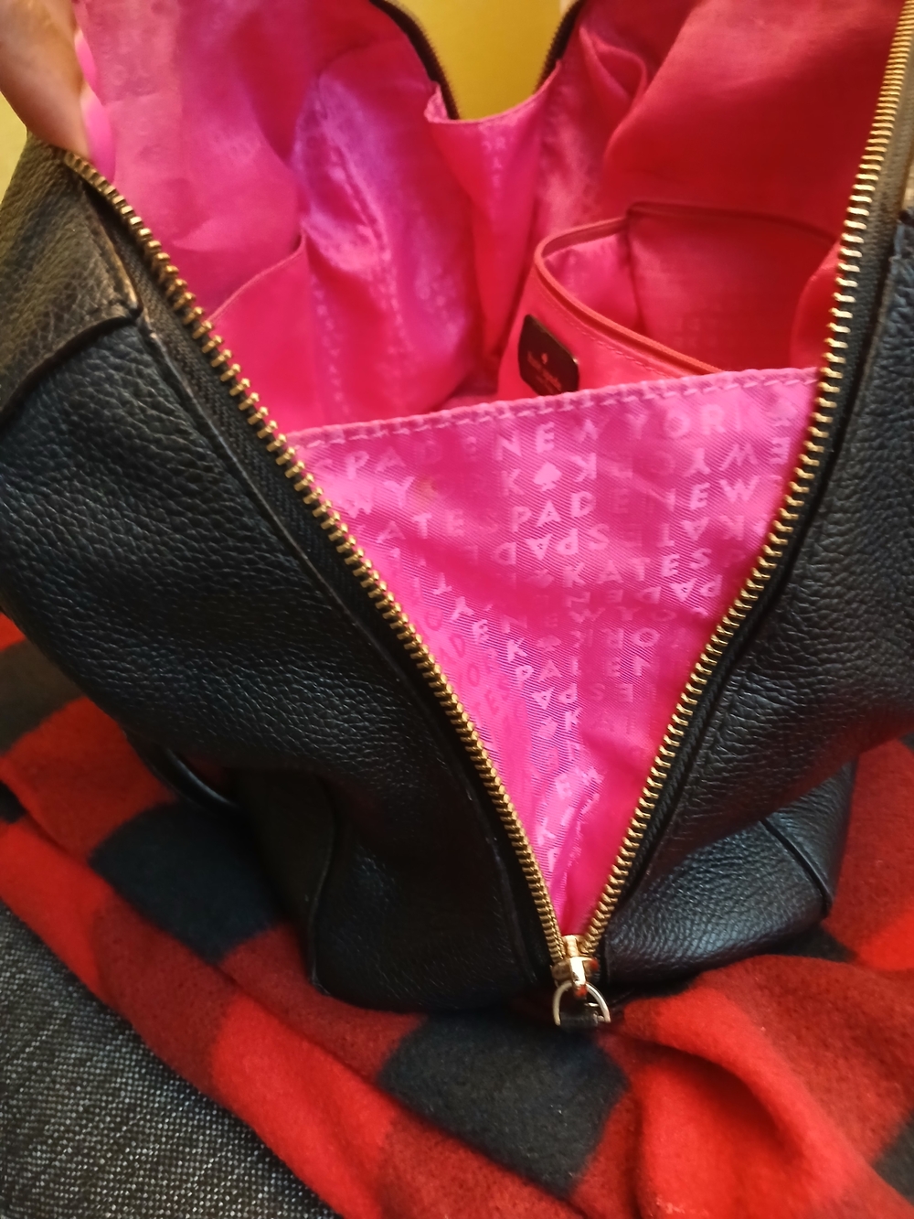 Kate Spade Black Pebbled Leather Satchel with Gold Hardware - Picture 11 of 16